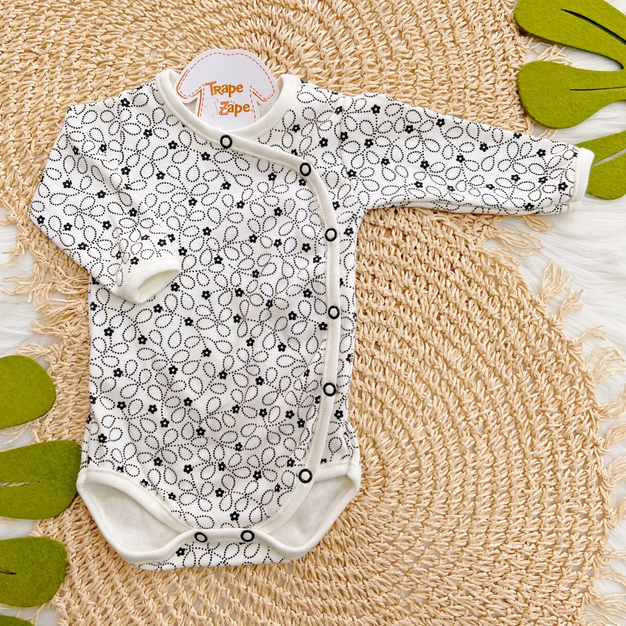 Body Kimono M/L Florzinha -  Off White e Preto